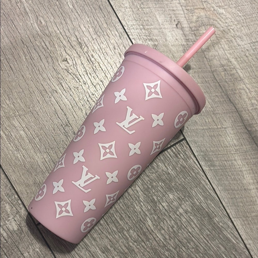 Pink Tumbler with Straw